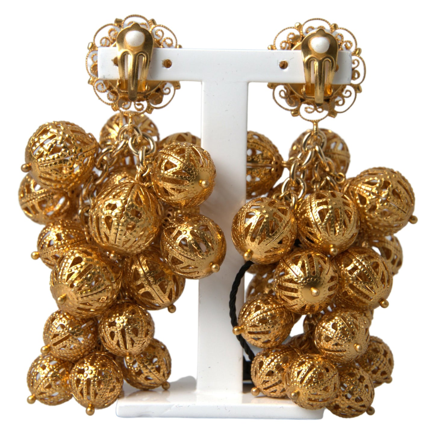 Elegant Gold Filigree Floral Clip-On Earrings