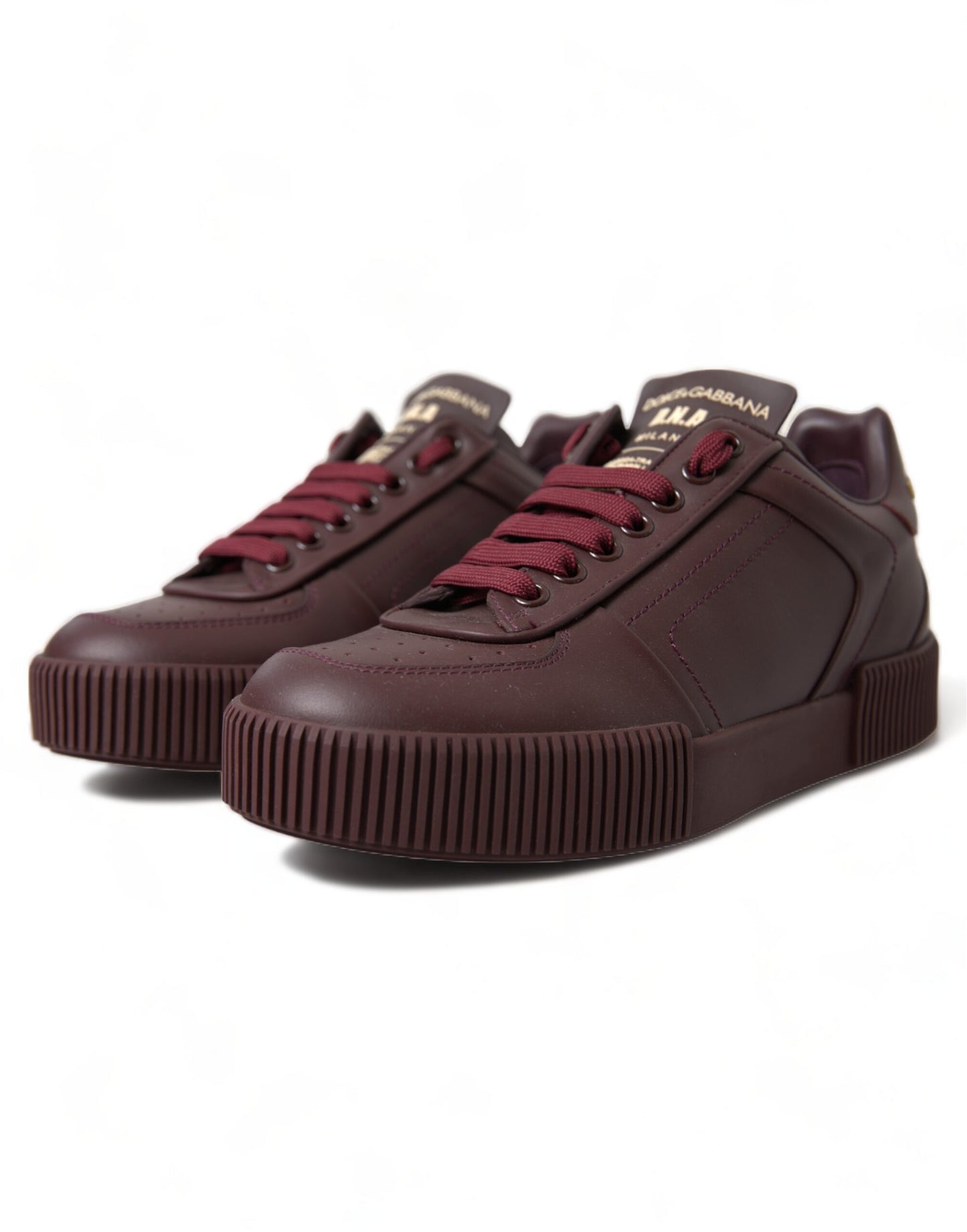 Elegant Bordeaux Leather Sneakers