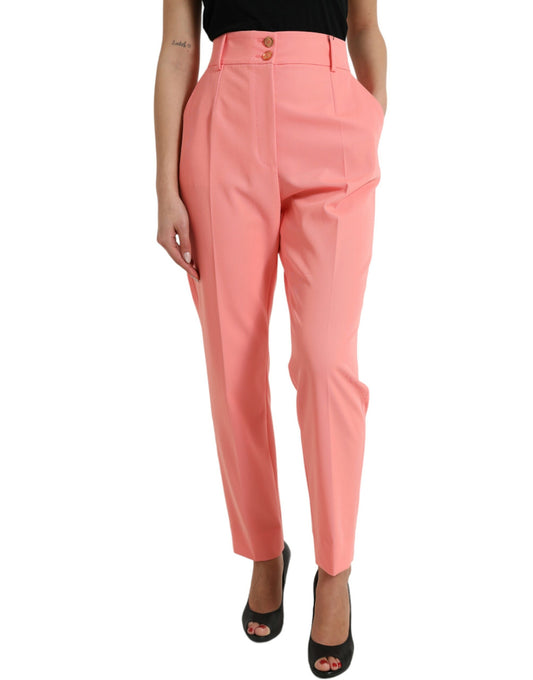 Elegant High Waist Tapered Pants in Pink