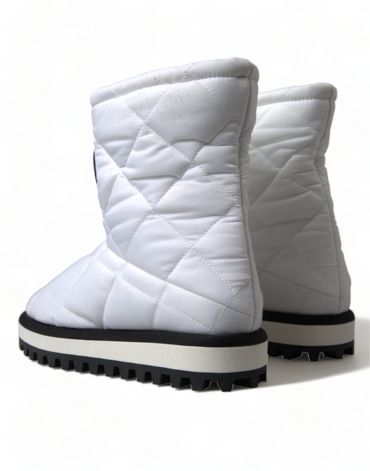 Elegant White Quilted Mid-Calf Boots