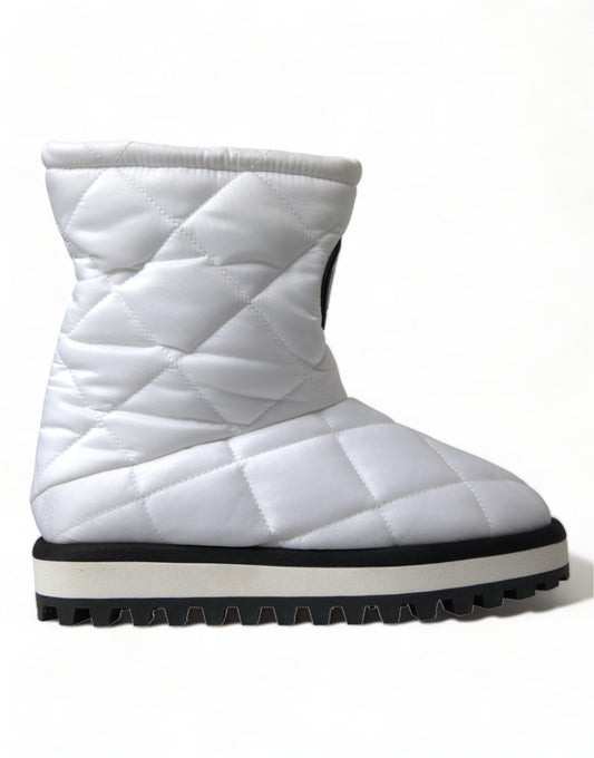 Elegant White Quilted Mid-Calf Boots