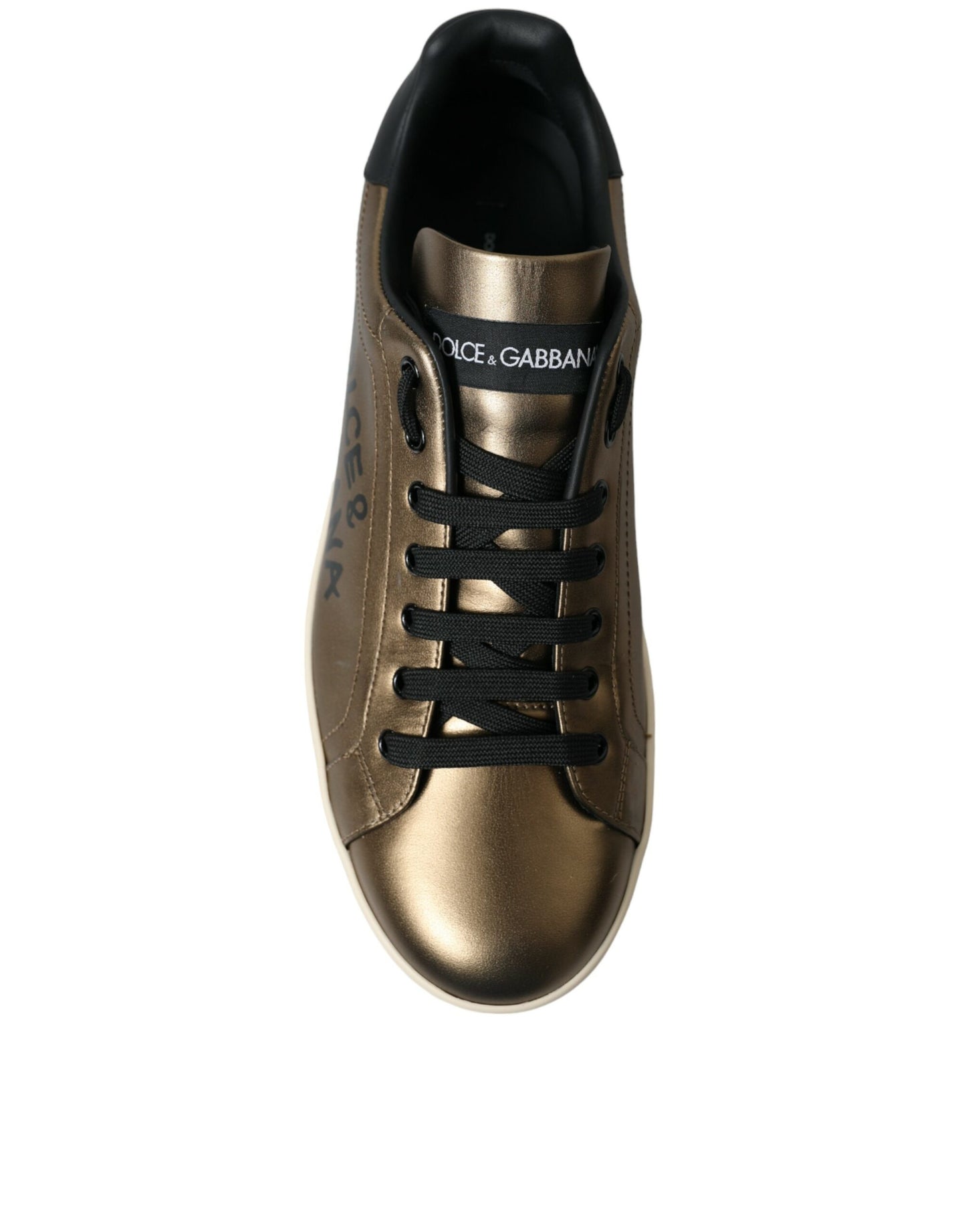 Bronze Leather Portofino Logo Men Sneakers Shoes