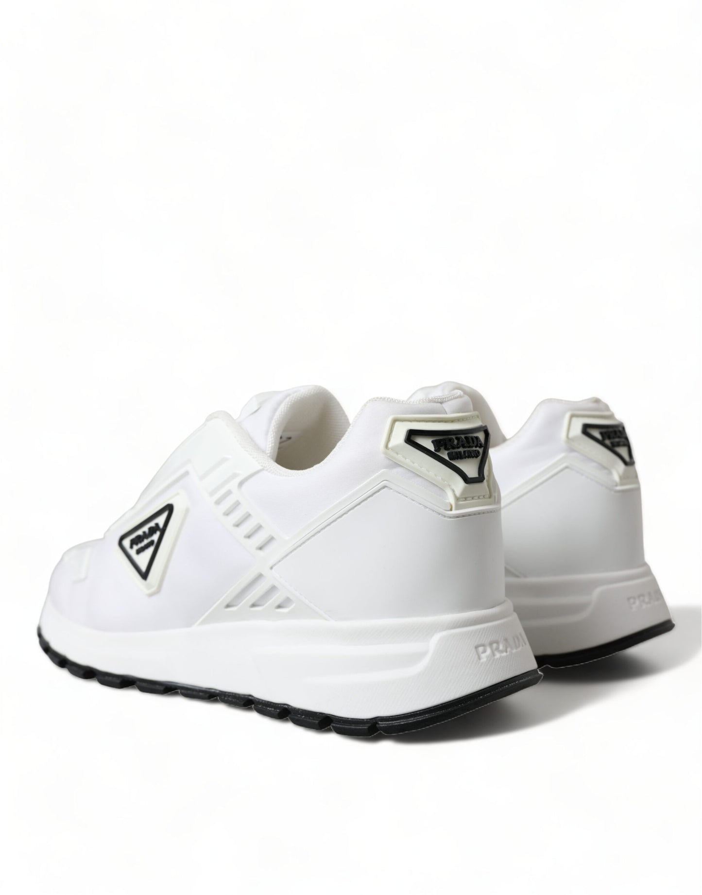 Elegant White Nylon Low Top Sneakers