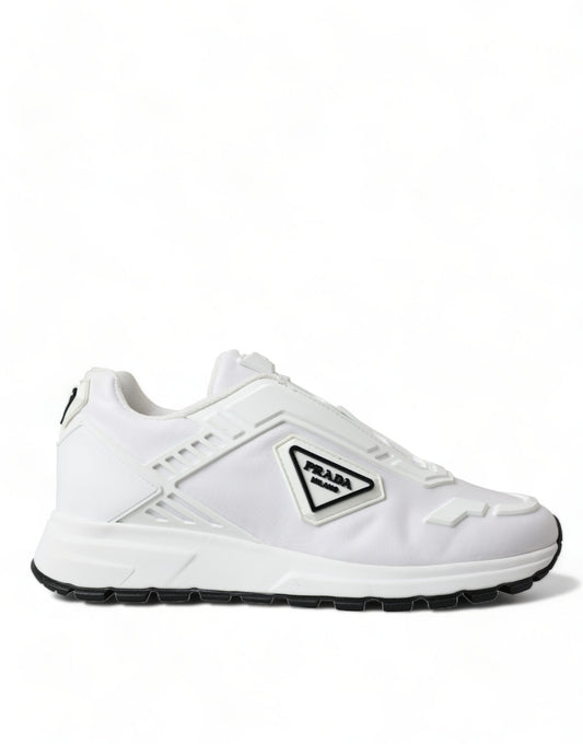 Elegant White Nylon Low Top Sneakers