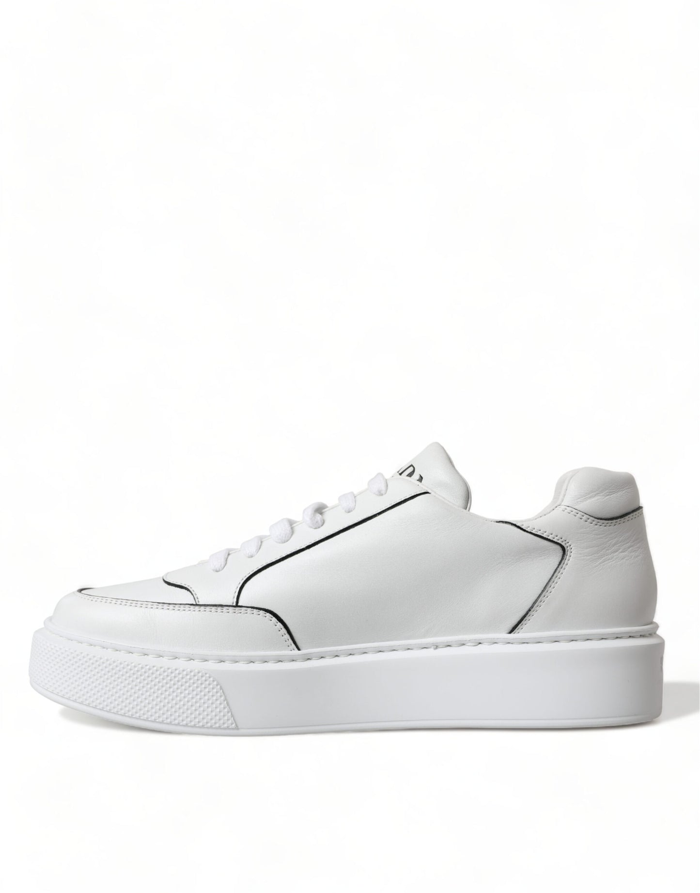 Sleek White Leather Low Top Sneakers