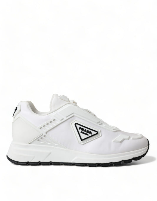 Sleek White Nylon Low Top Sneakers