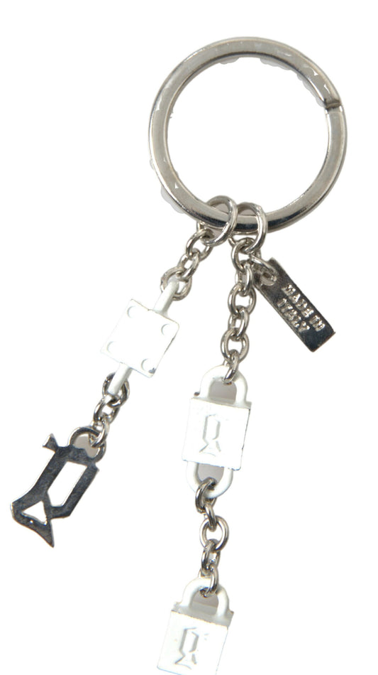 Silver Tone Metal DG Logo Engraved Keyring Keychain
