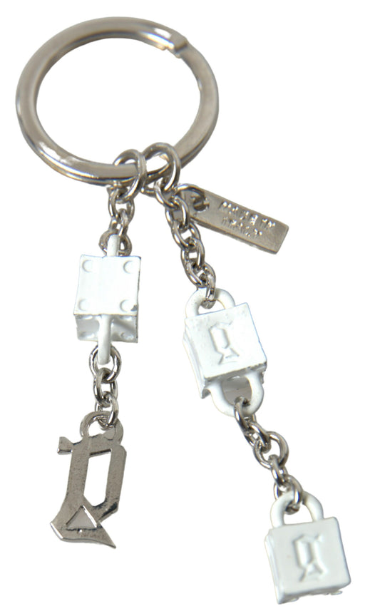 Silver Tone Metal DG Logo Engraved Keyring Keychain