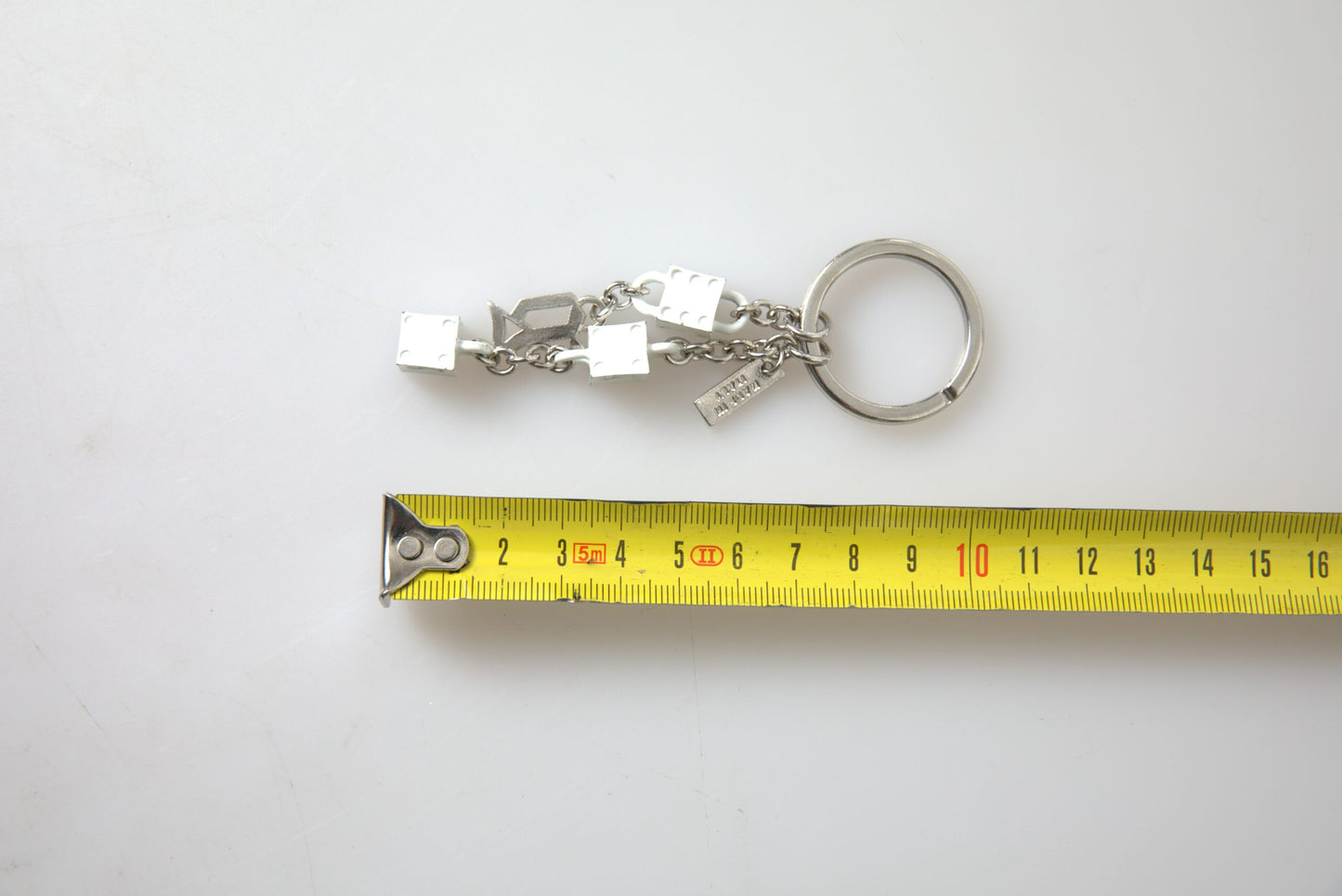 Silver Brass Logo Charm Keychain