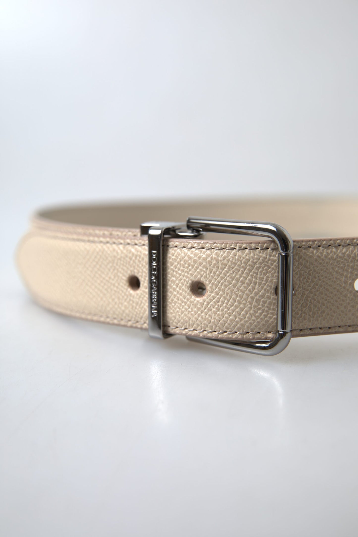 Chic Beige Italian Leather Belt
