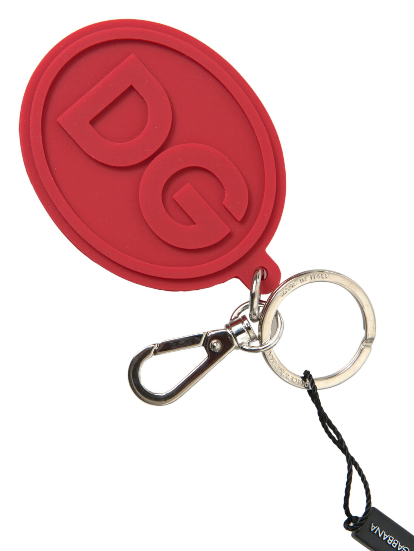 Chic Red Rubber and Brass Designer Keychain