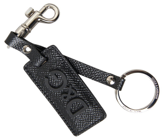 Elegant Black Leather Keyring Accessory