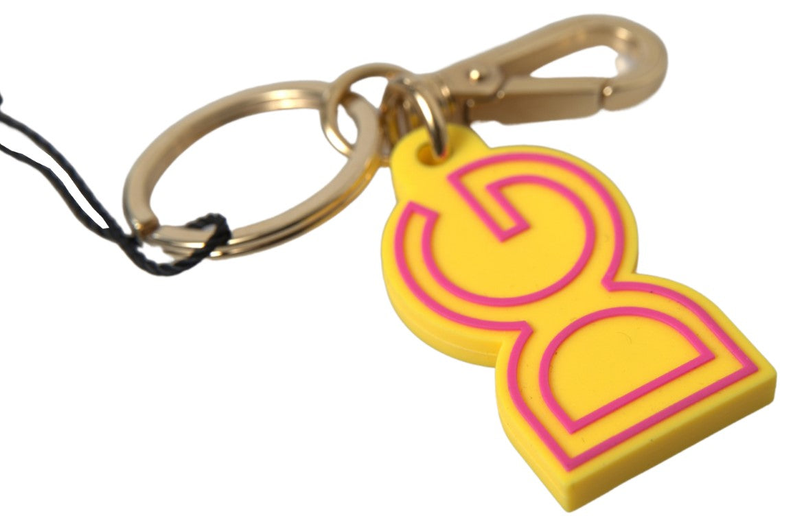 Chic Yellow Logo-Engraved Keychain