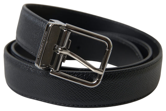 Elegant Black Leather Designer Belt