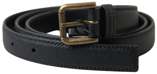 Elegant Black Italian Leather Belt