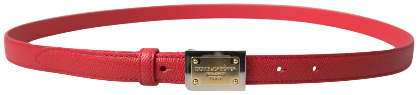 Elegant Red Leather Designer Belt