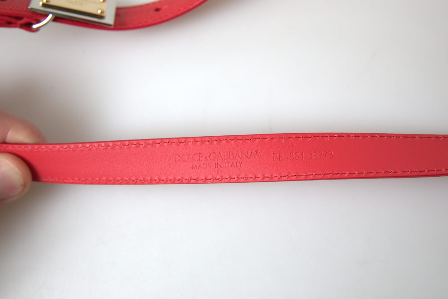Elegant Red Leather Designer Belt