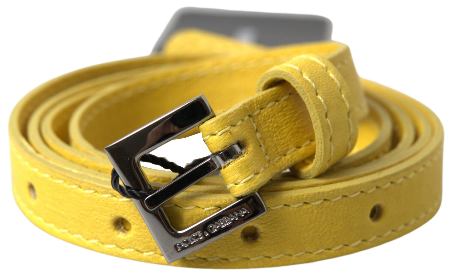 Enchanting Yellow Leather Embellished Belt