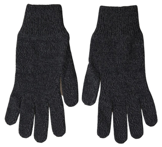 Gray Virgin Wool Knit Hands Mitten Men Gloves