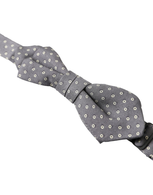 Elegant Silk Gray Polka Dot Bow Tie