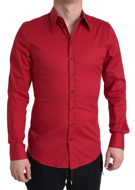 Red Slim Fit Cotton Stretch Shirt