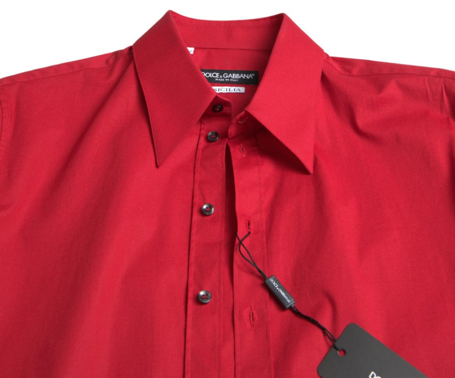 Red Slim Fit Cotton Stretch Shirt
