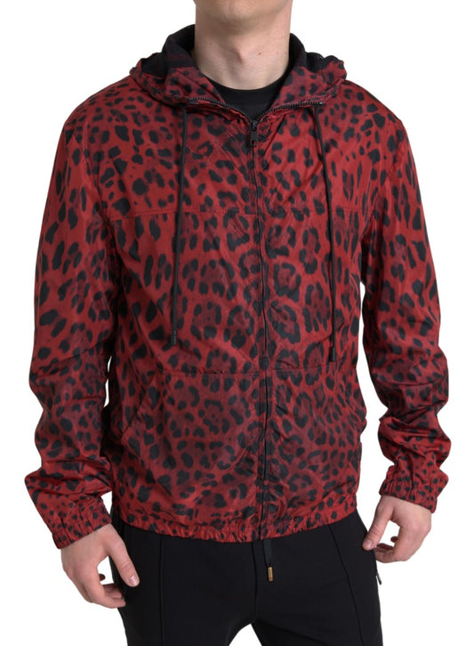 Red Leopard Hooded Bomber Jacket