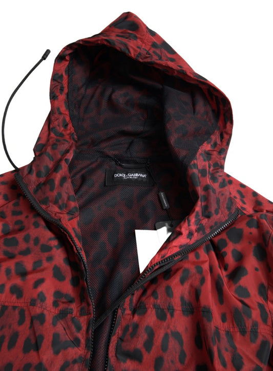 Red Leopard Hooded Bomber Jacket