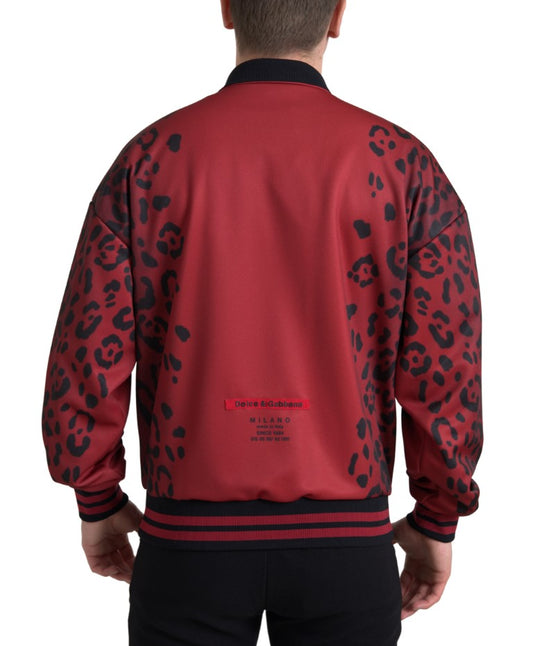 Red Leopard Print Bomber Jacket