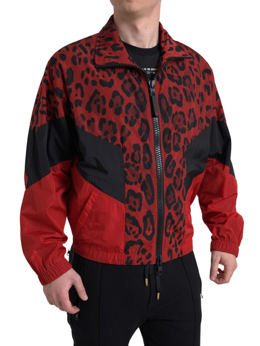 Red Leopard Zip Sweater Jacket