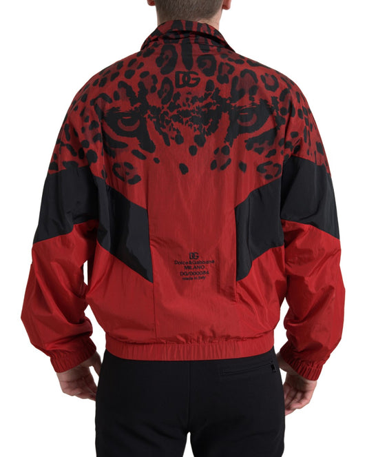 Red Leopard Zip Sweater Jacket