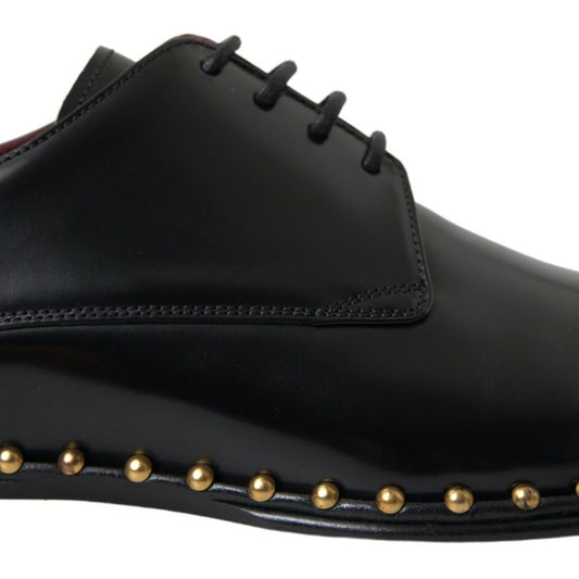 Elegant Gold-Accented Black Leather Dress Shoes