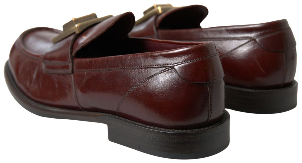 Elegant Bordeaux Leather Dress Loafers