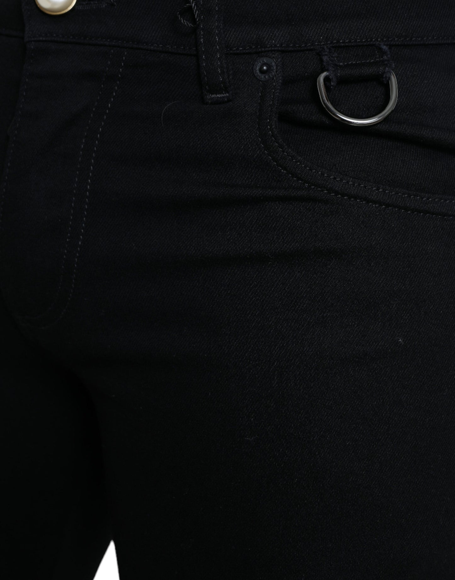 Elegant Black Cotton Skinny Jeans