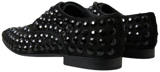 Black Suede Leather Crystal Shoes