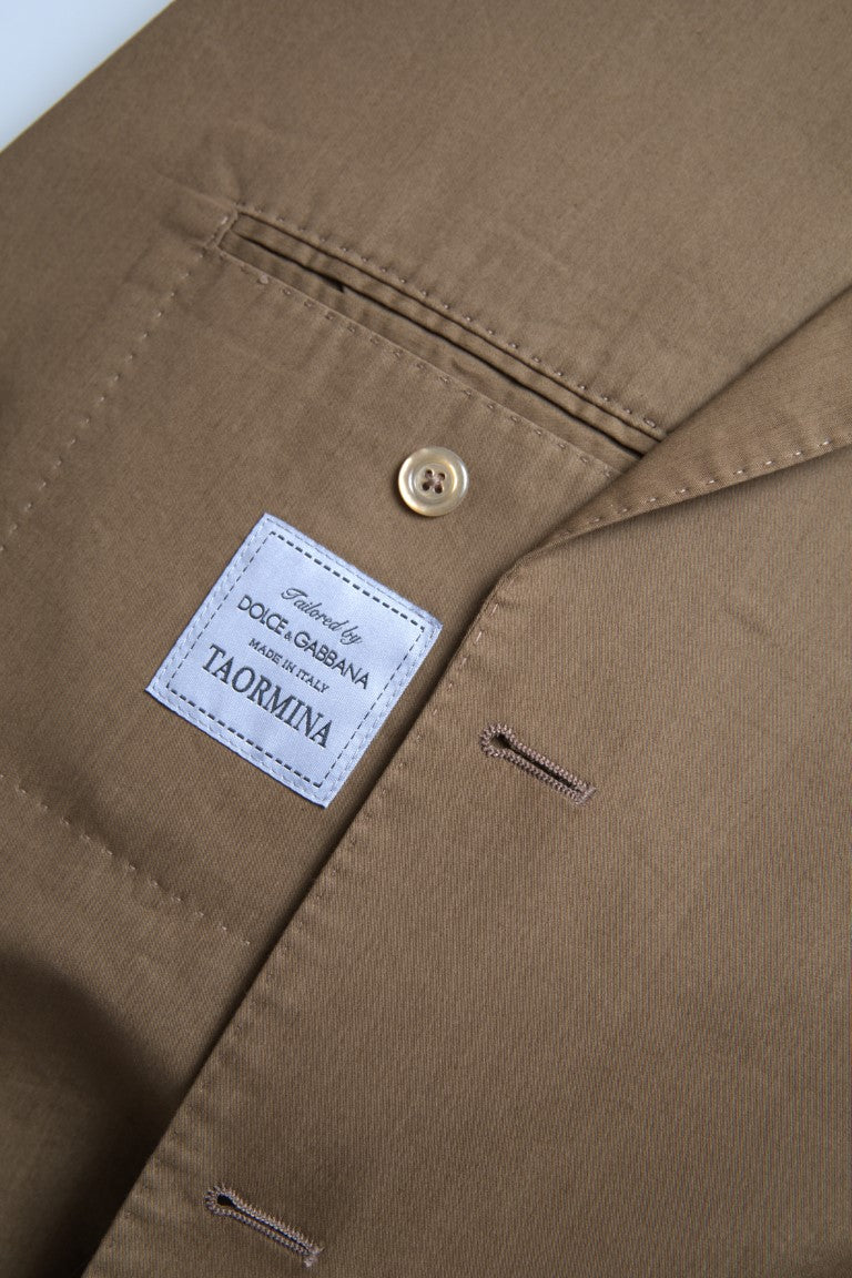 Elegant Brown Silk Blend Taormina Suit