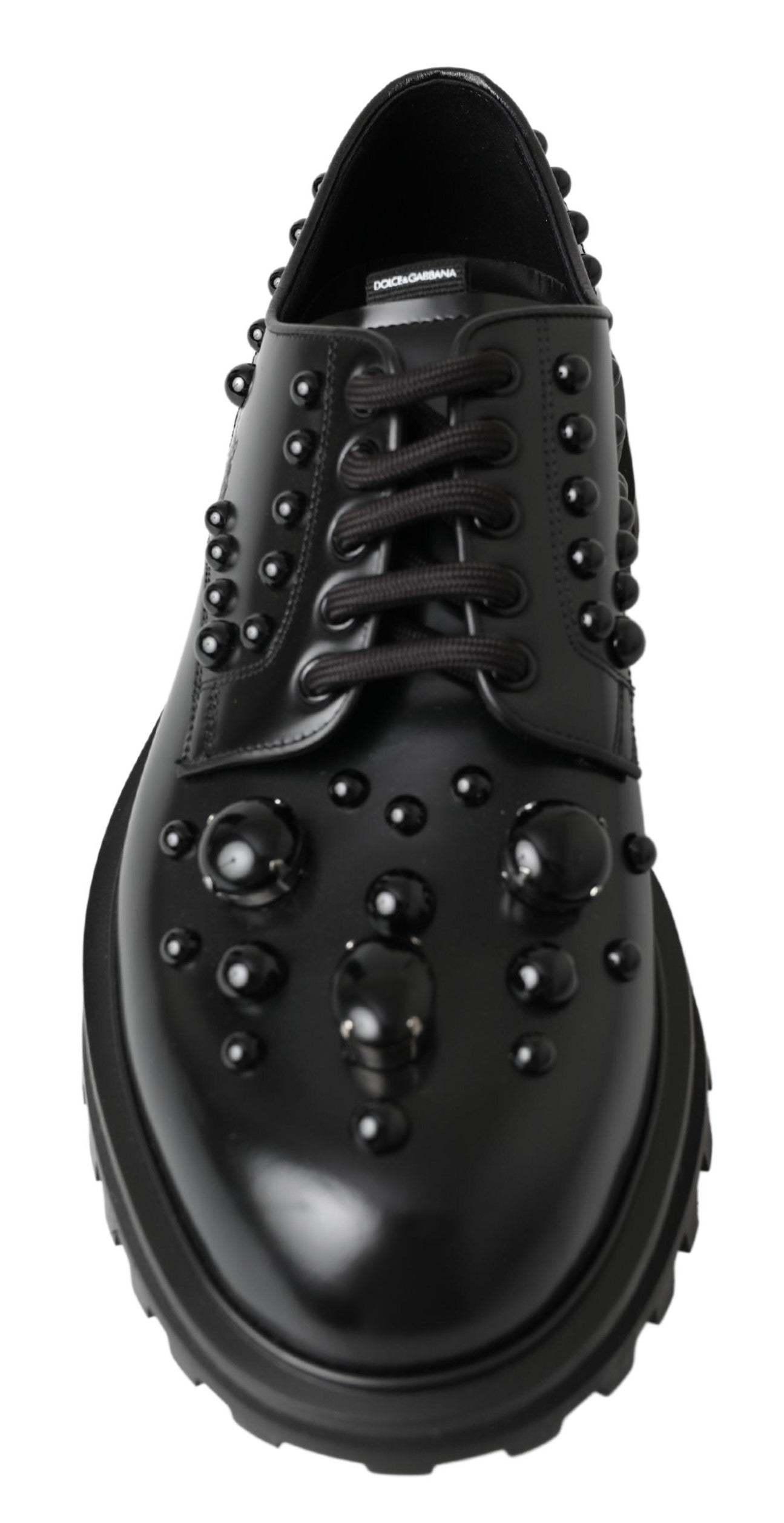 Elegant Studded Black Leather Derby Shoes