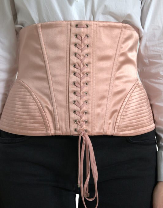 Elegant Pink Lace-Up Corset Belt