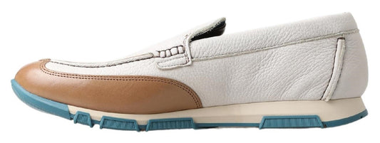 Elegant White Leather Slipper Loafers