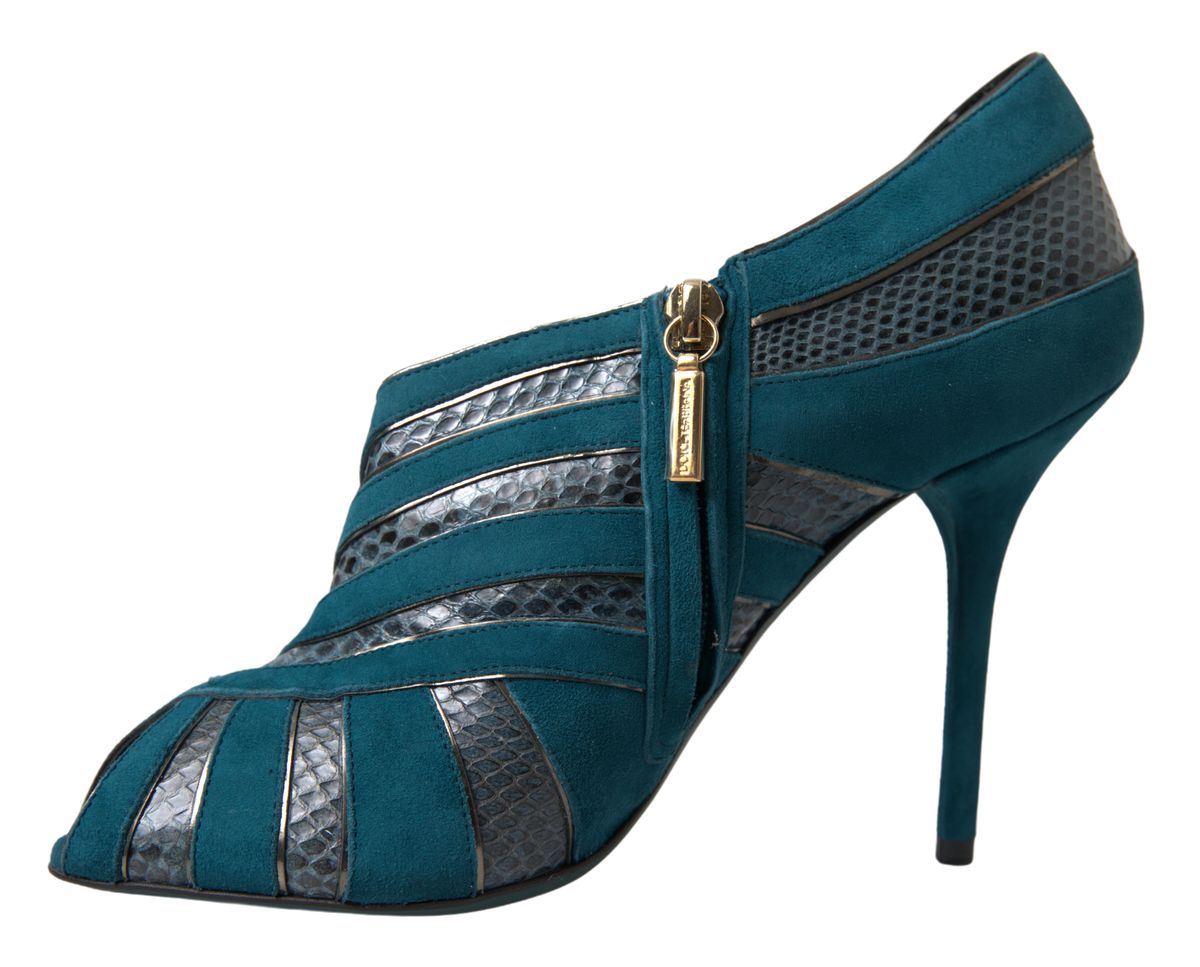 Chic Blue Peep Toe Stiletto Ankle Booties