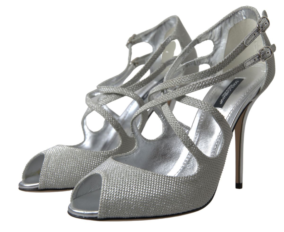 Elegant Shimmering Silver High-Heeled Sandals