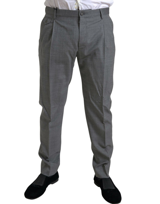 Elegant Skinny Wool Dress Pants in Grey