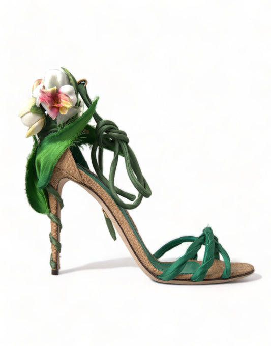 Emerald Elegance Satin Heels