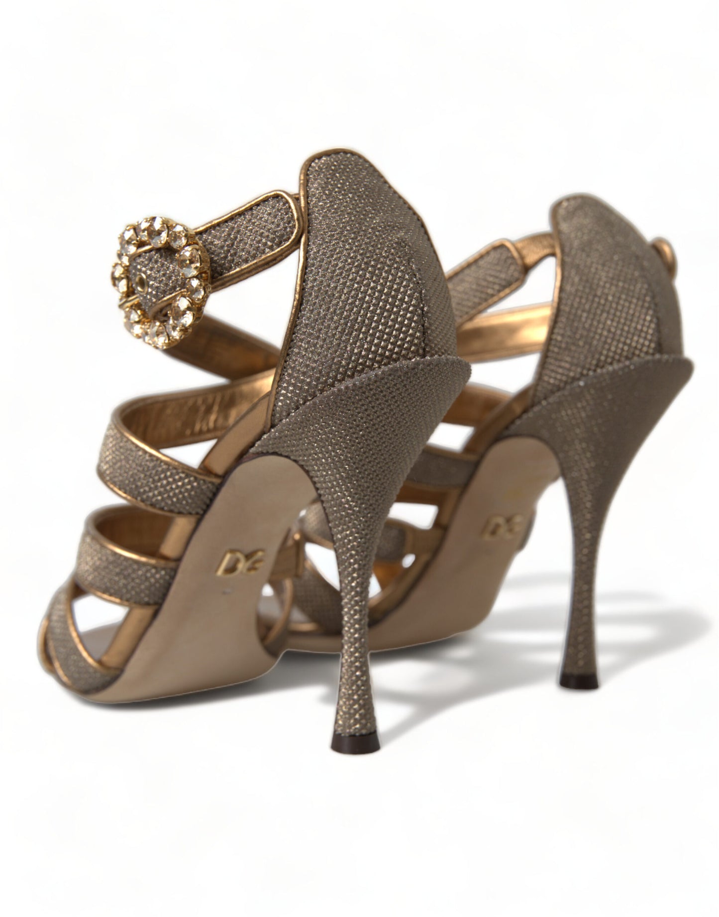 Bronze Crystal Stiletto Heels Sandals