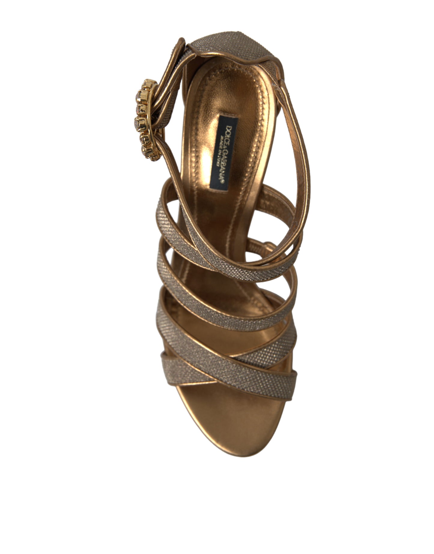 Bronze Crystal Stiletto Heels Sandals