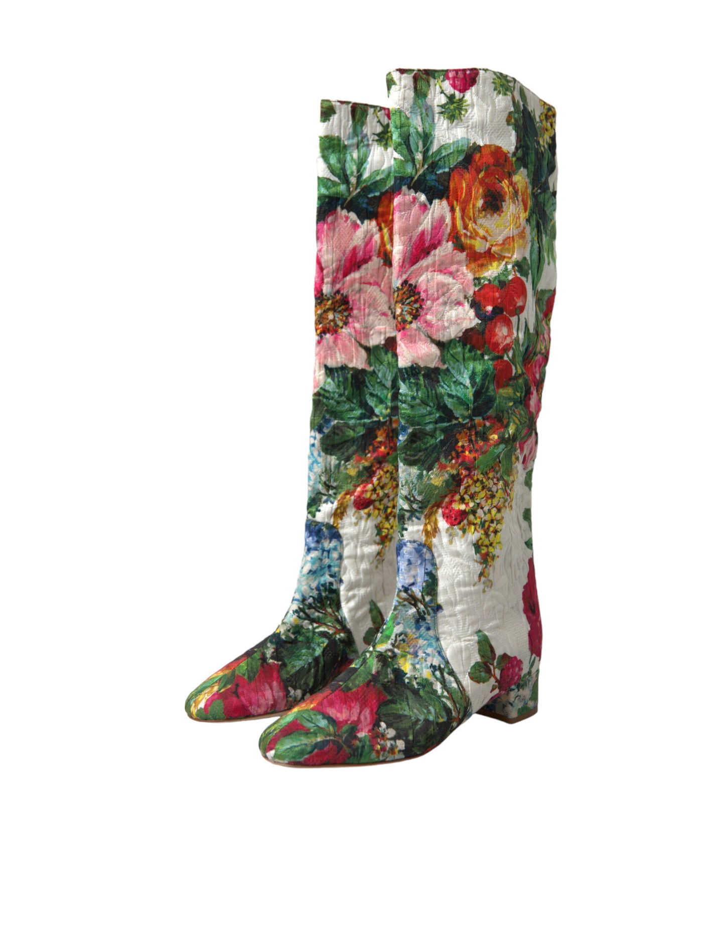 Floral Brocade Knee High Boots