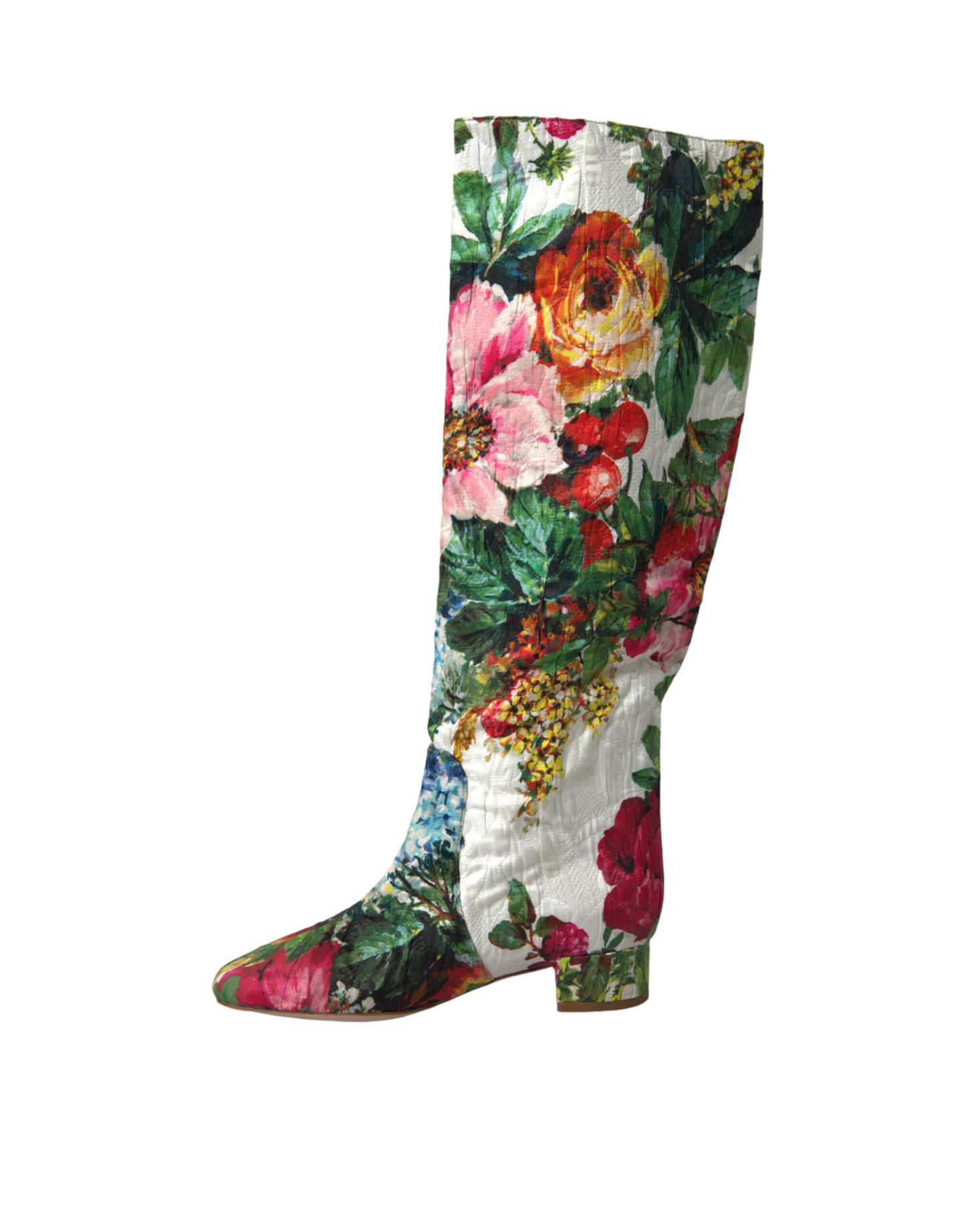 Floral Brocade Knee High Boots