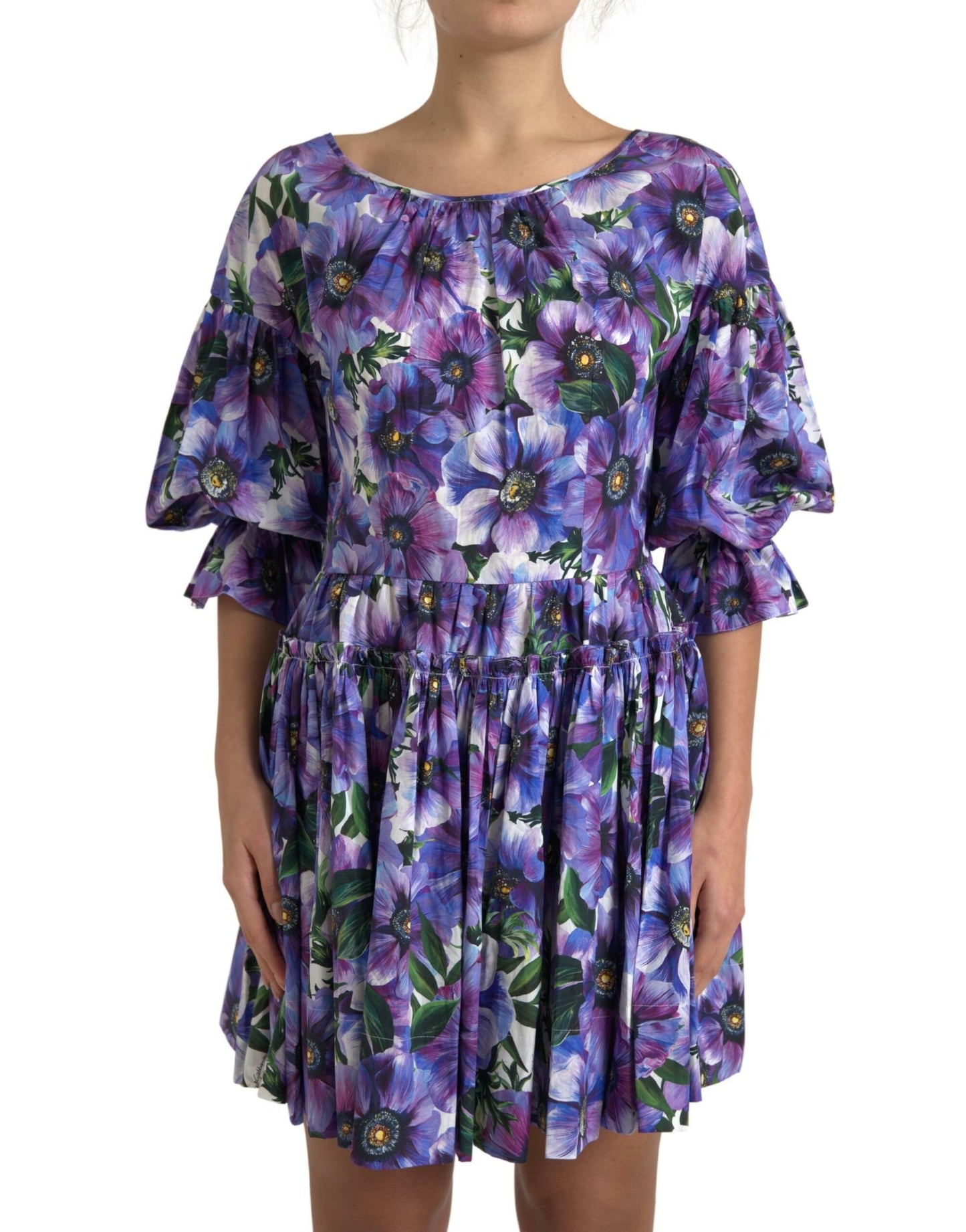 Floral A-Line Knee Length Cotton Dress
