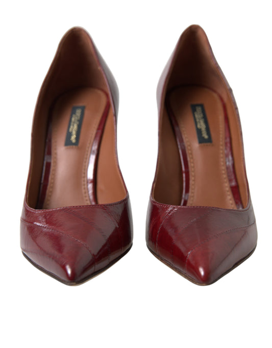 Bordeaux Leather Eelskin Pumps Heels Shoes