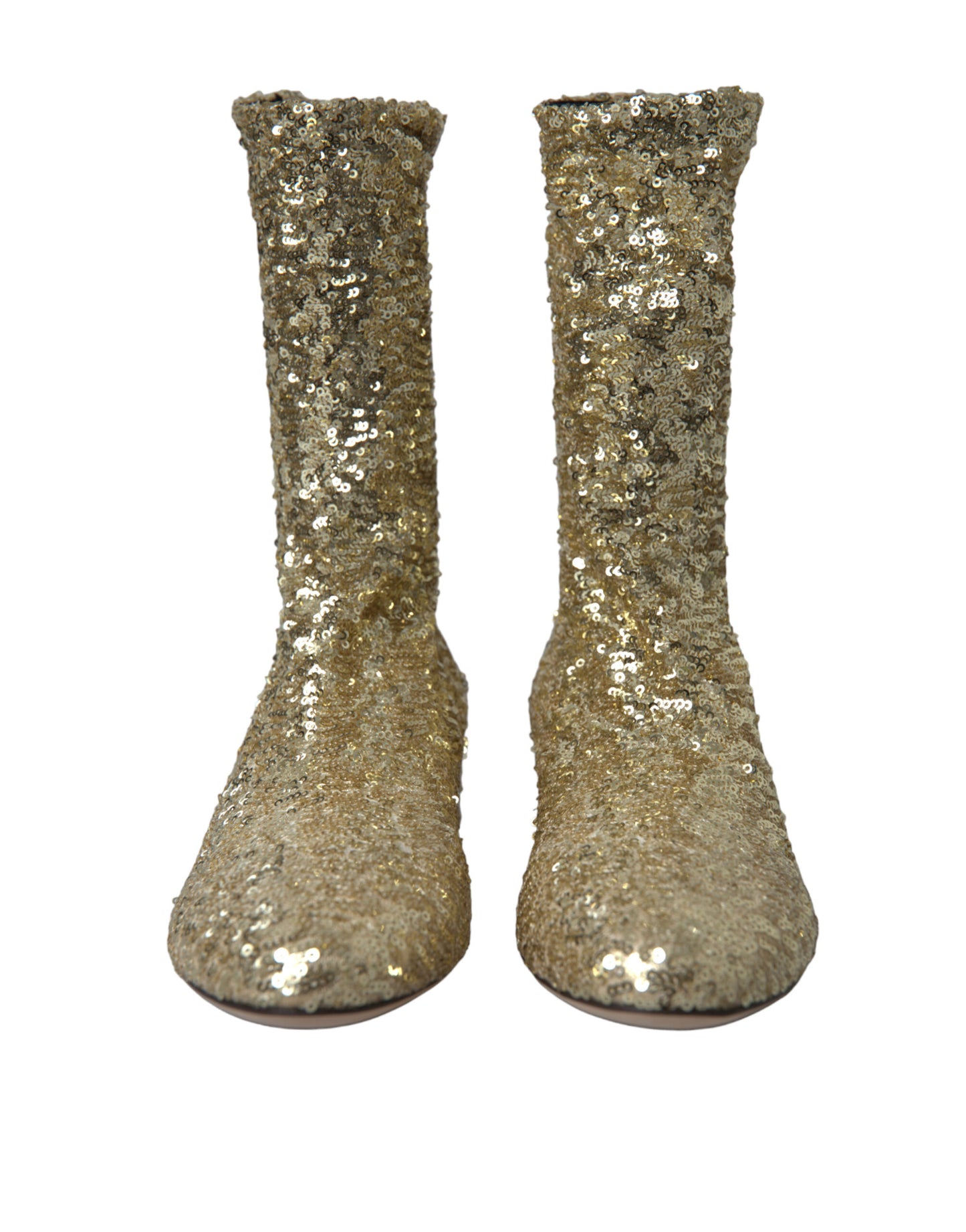 Elegant Mid Calf Gold Boots Exclusive Design